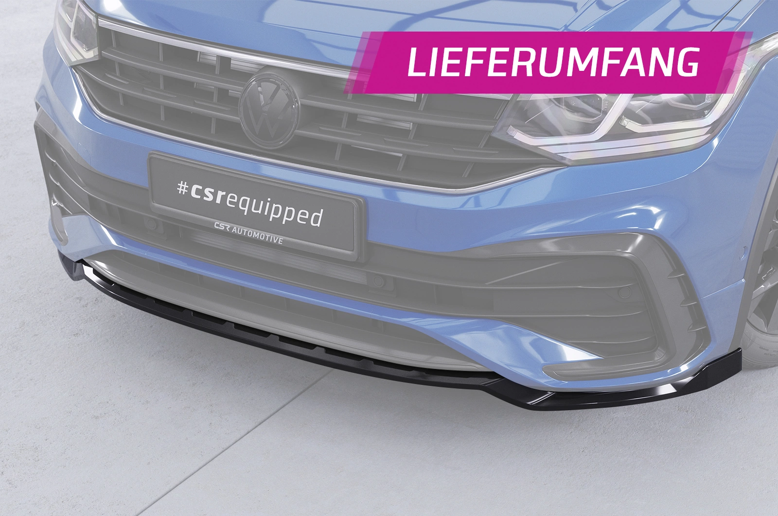 Voorspoiler passend voor VW Tiguan II (Typ AD1) R-Line 09/2020–heden (Facelift) – CSR Automotive – Glans Zwart