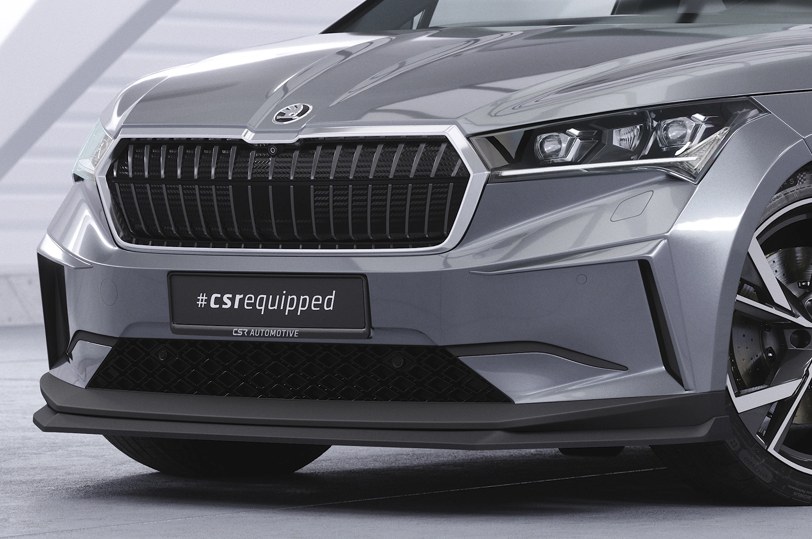 Voorspoiler passend voor Skoda Enyaq iV Glans Zwart (2020–)