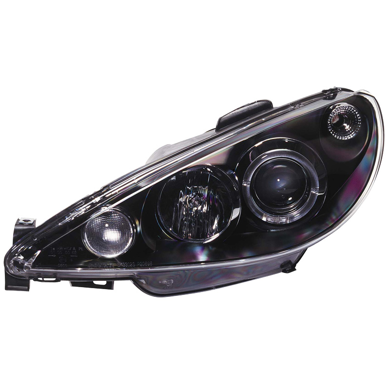 Set Headlights  Peugeot 206 1998-2002 excl. GTi - Black - incl. Halos