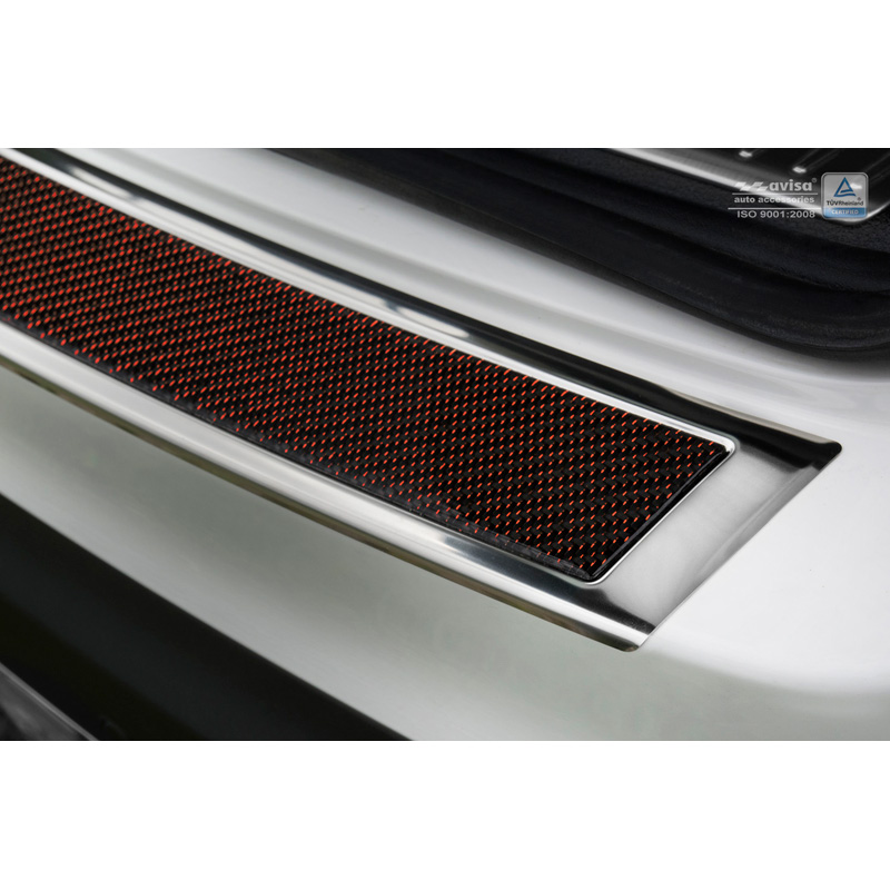 Stainless Steel Rear bumper protector 'Deluxe'  Mercedes GLC 2015-2019 & FL 2019- Chrome/Red-Black Carbon