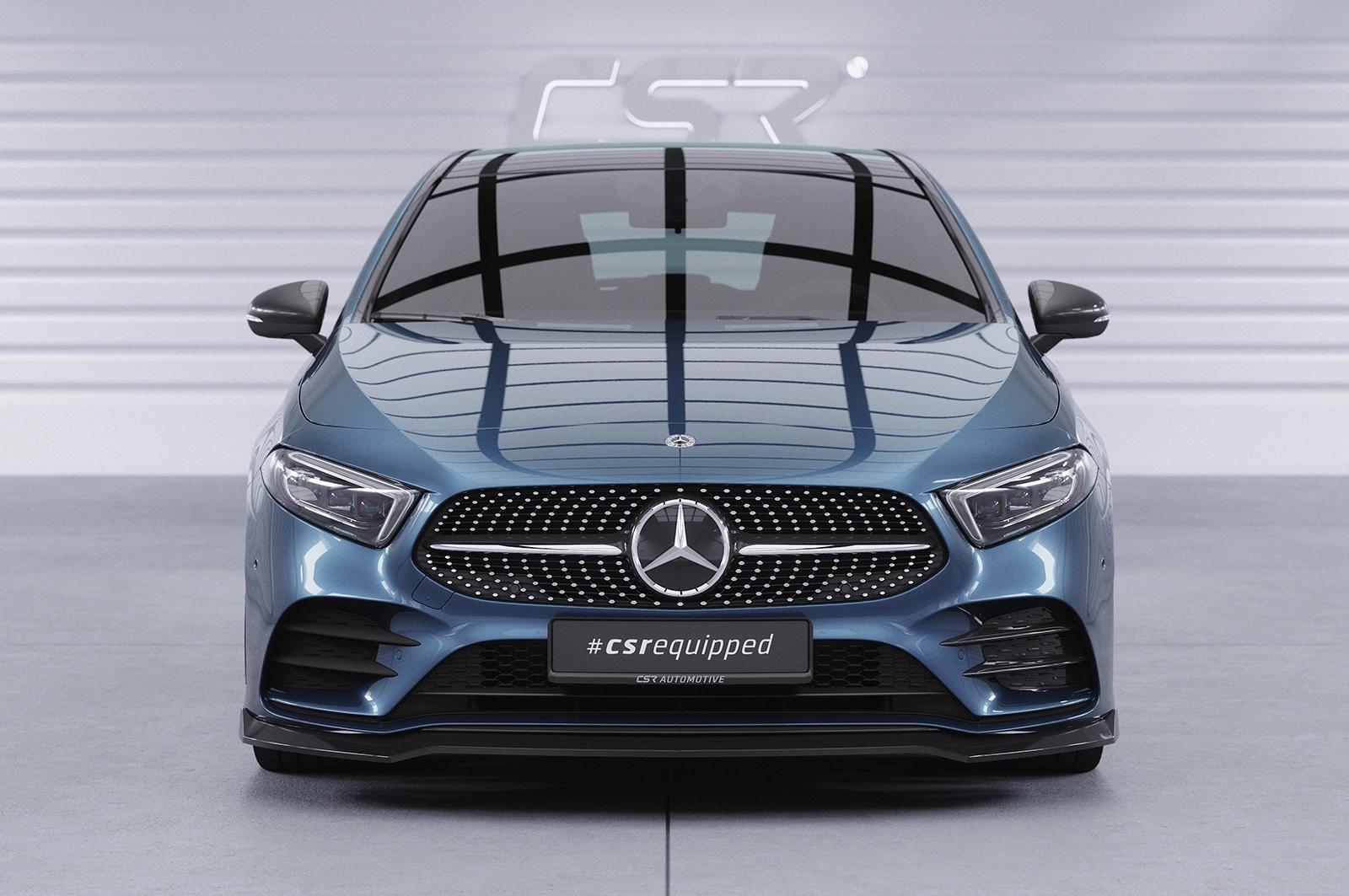 Voorspoiler passend voor Mercedes-Benz A-Klasse 177 A35 AMG / AMG-Line glans zwart 2018–2022