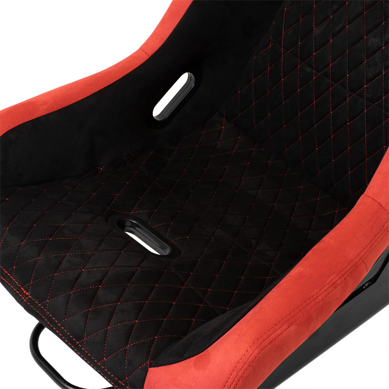 Sport seat 'LV' - Black/Red - Non-reclinable fibreglass back-rest - incl. slides