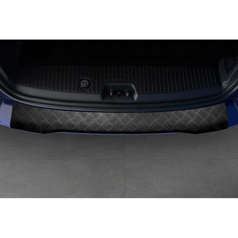 Matt Black Aluminum Rear bumper protector  Ford Tourneo Courier/Transit Courier 2014- 'Riffled Plate'