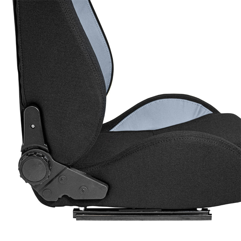 Sport seat 'MR' - Black Synthetic leather + Grey Pine Fabric- Dual-side reclinable back-rest - incl. slides