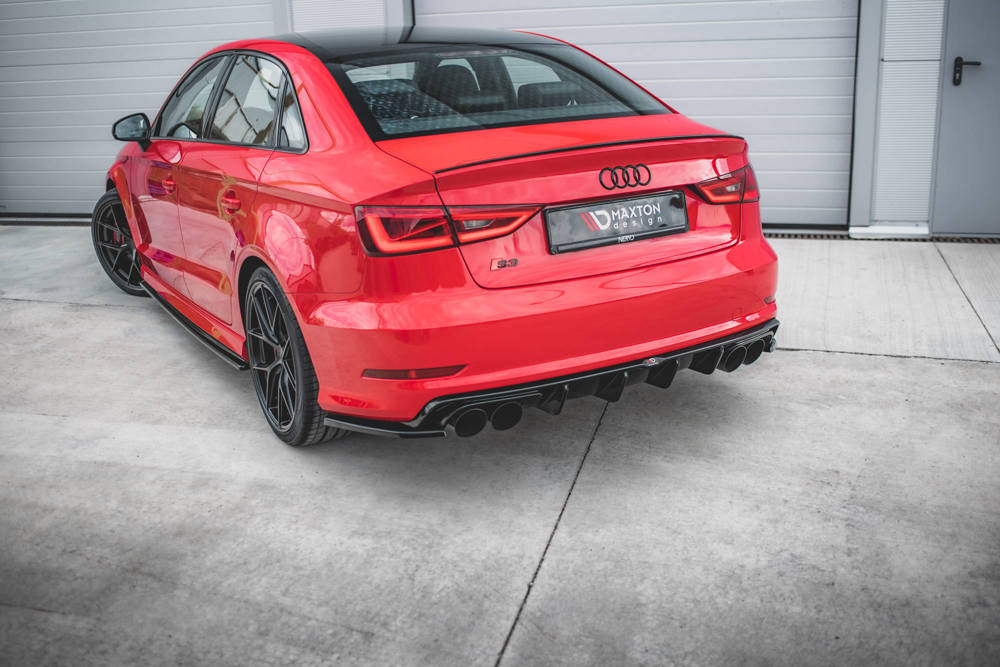 Diffuser passend voor Audi S3 8V Limousine Maxton Glans zwart