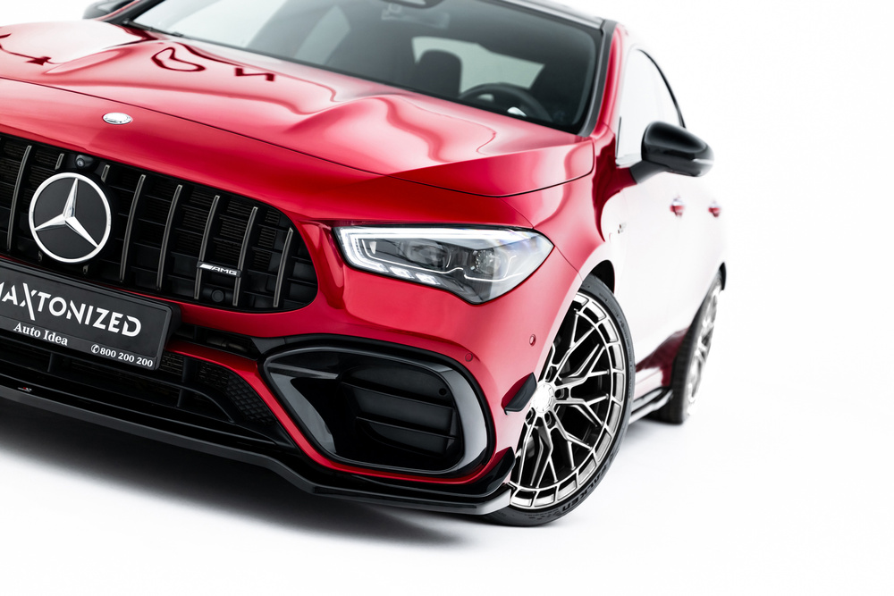 Voorspoiler passend voor Mercedes-AMG CLA 45 Aero C118 V.4 Maxton Glans Zwart