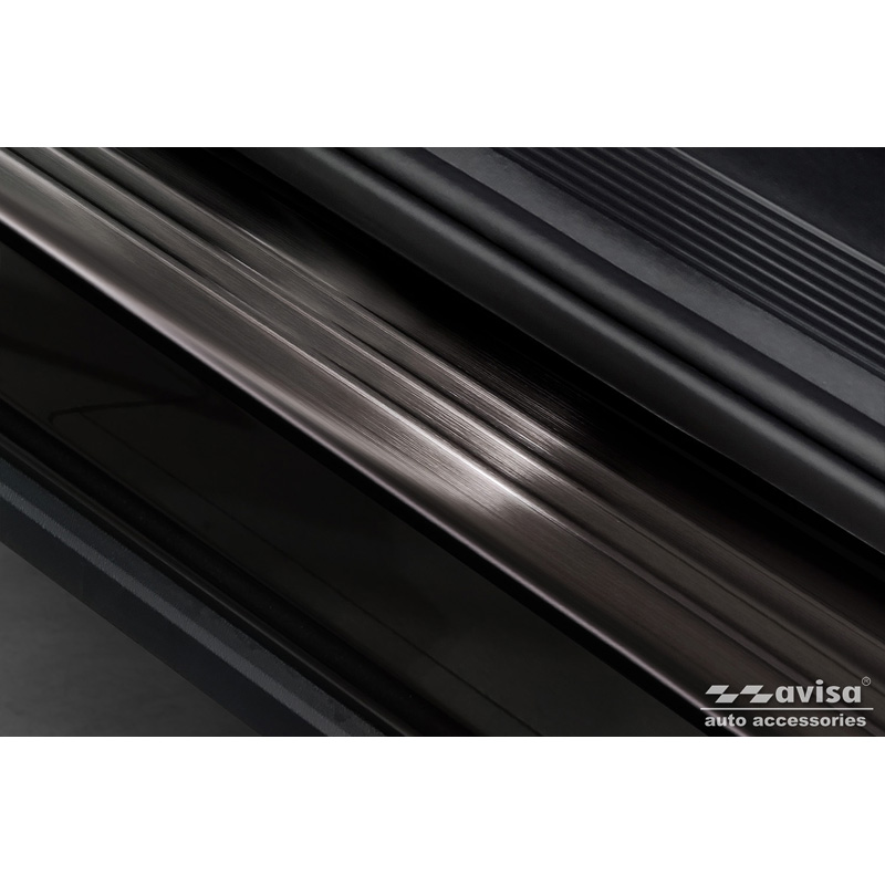 Black Inox door sill protectors  Volkswagen ID.4 2020- 'Lines' - 4-pieces