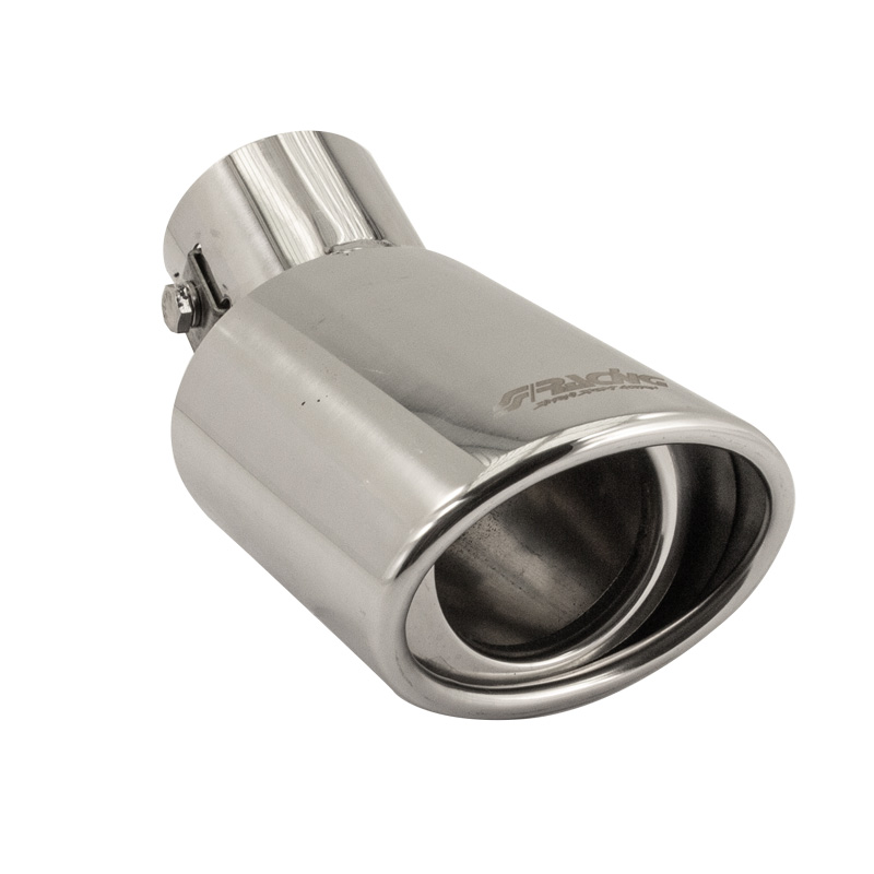 Simoni Racing Exhaust Tip Oval/Slanting Inox - 87x66xL150 - Installation ->48mm