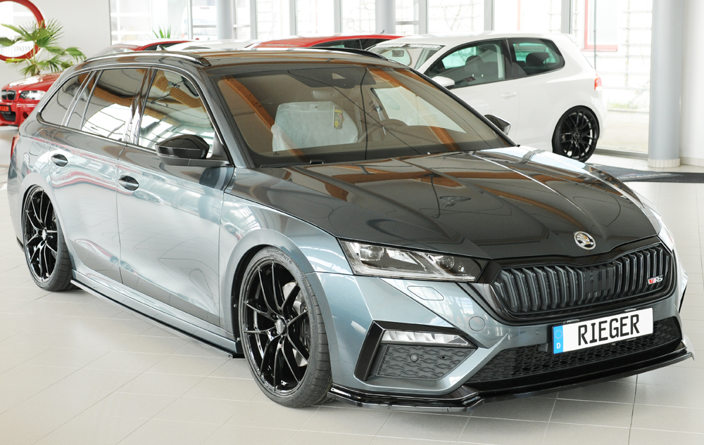 Zijskirts passend voor Skoda Octavia RS (NX) Rieger Glanzend zwart