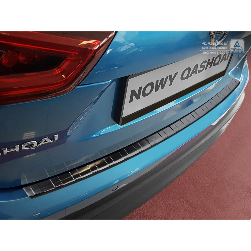 Black Stainless Steel Rear bumper protector  Nissan Qashqai II Facelift 2017-2021 'Ribs'