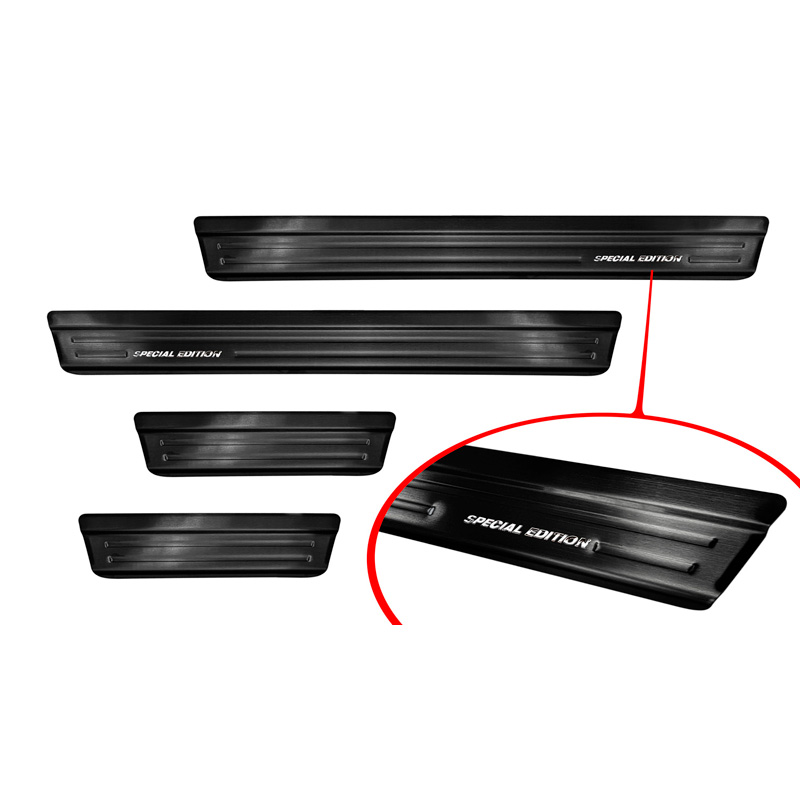 Black Stainless Steel Door sill protectors  Mazda 3 HB 5-doors 2019- - Brushed Steel 'Special Edition' 4-pieces