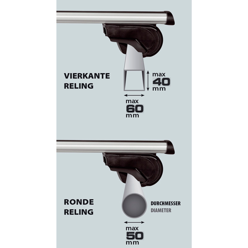 Universal Roof bar set Twinny Load Aluminum Driver 124cm for cars with open roof rails