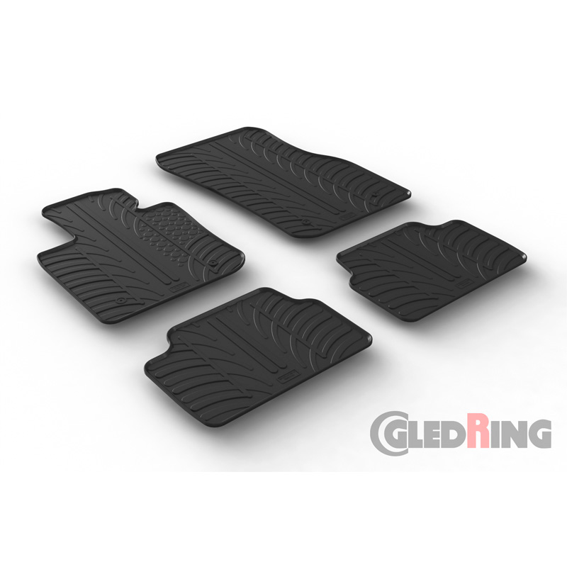 Rubber car mats set  Mini F55 5-doors 2014- (T profile 4-pieces + mounting clips)