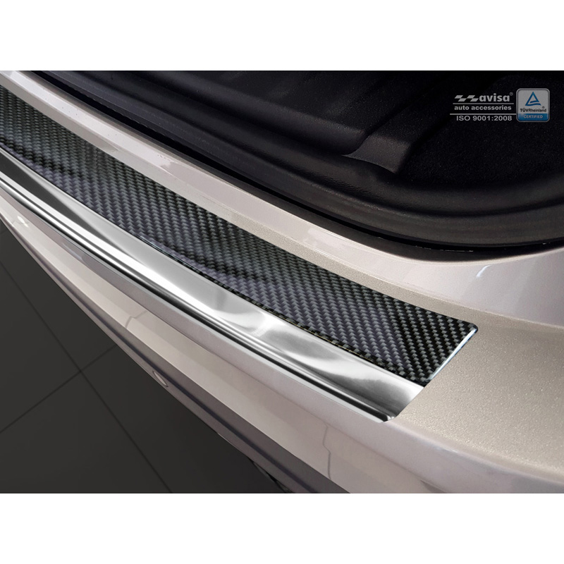 Stainless Steel Rear bumper protector 'Deluxe'  Jaguar F-Pace 2016-2020 & FL 2020- Chrom/Black Carbon