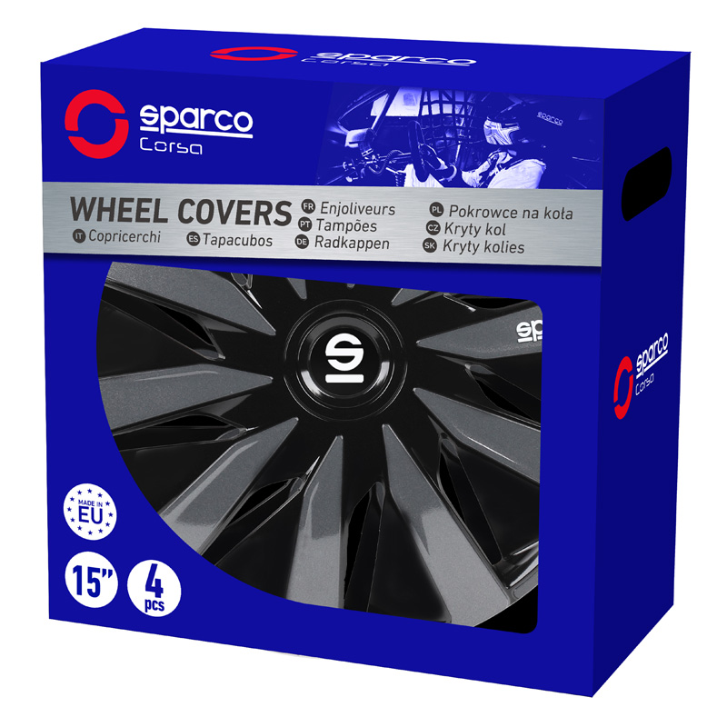 Sparco Wheel Covers Lazio - 14-inch - Black/Grey - Set of 4 pieces