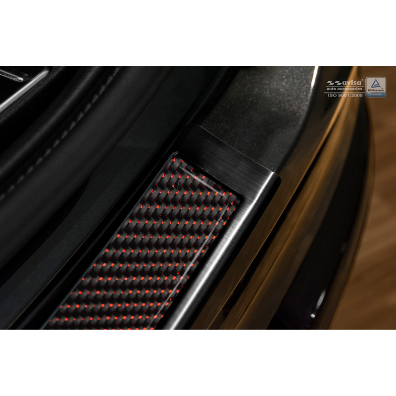 Stainless Steel Rear bumper protector 'Deluxe'  Volvo XC90 2015-2019 & all Facelift models Black/Red-Black Carbon