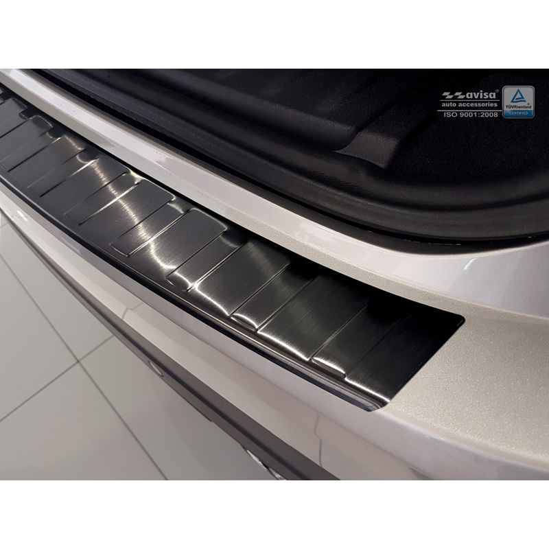 Black Stainless Steel Rear bumper protector  Jaguar F-Pace 2016-2020 & FL 2020- 'Ribs'