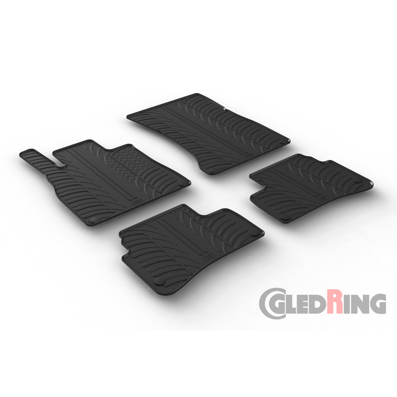 Rubber car mats set  Mercedes S-Class W222 9/2013-8/2020 (T profile 4-pieces + mounting clips)