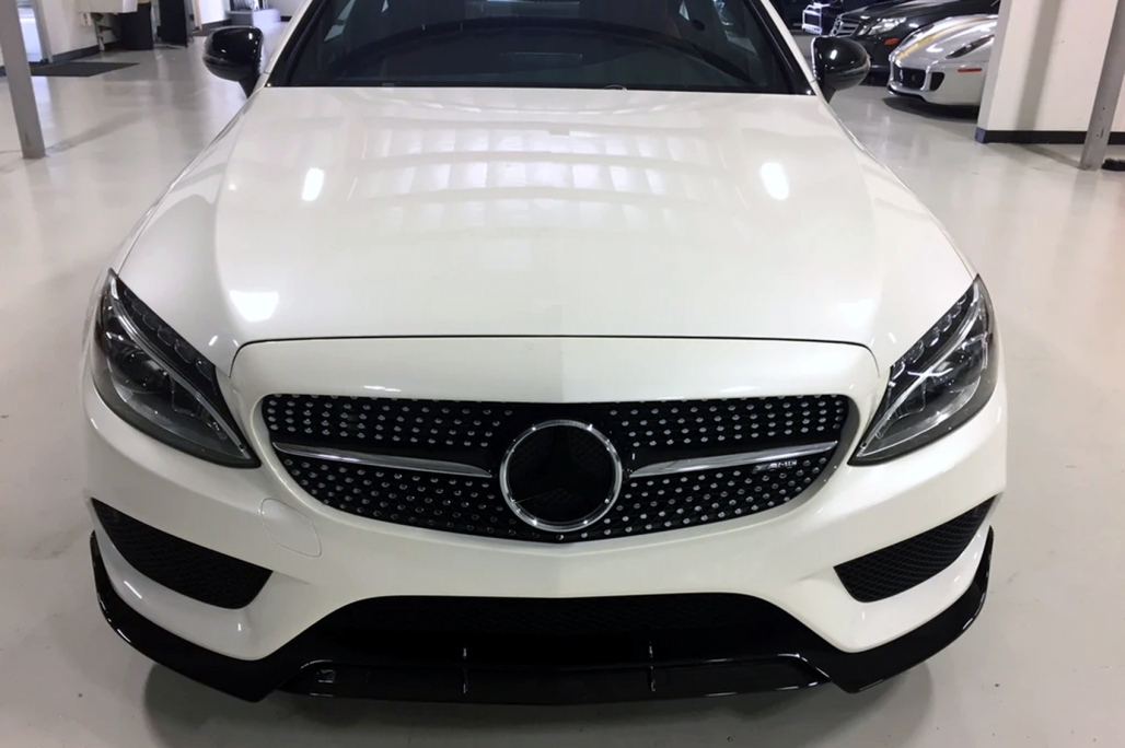 Voorspoiler passend voor Mercedes C-klasse W205 S205 C205 A205 Sport Look Glans Zwart