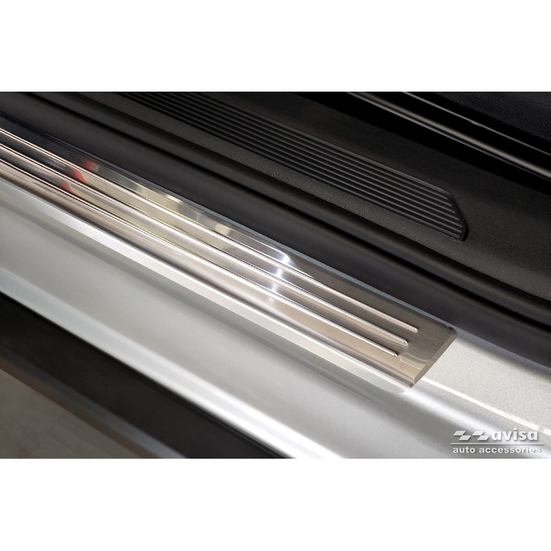 Stainless Steel Door sill protectors  Skoda Enyaq 2020- 'Lines' - 4-pieces