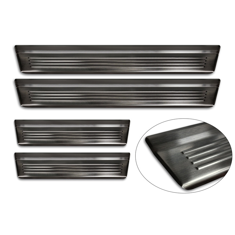 Black Inox door sill protectors  Honda CR-V VI (RS_) 2023- - 'Lines' - 4-pieces