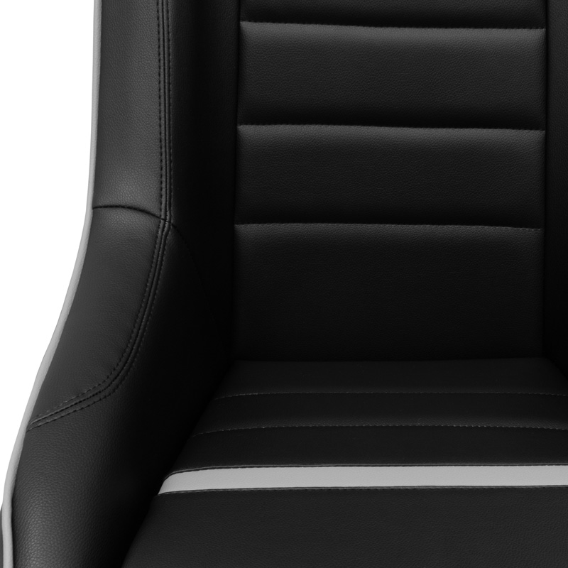 Sport seat 'Classic RS' - Black/Grey Synthetic leather - Non-reclinable back-rest + Integrated head-rest - incl. slides