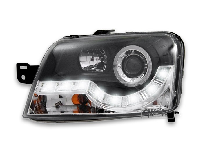 Headlights Fiat Panda with DRL 03- black