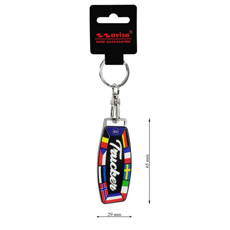 Stainless steel key chain - Trucker/Flags