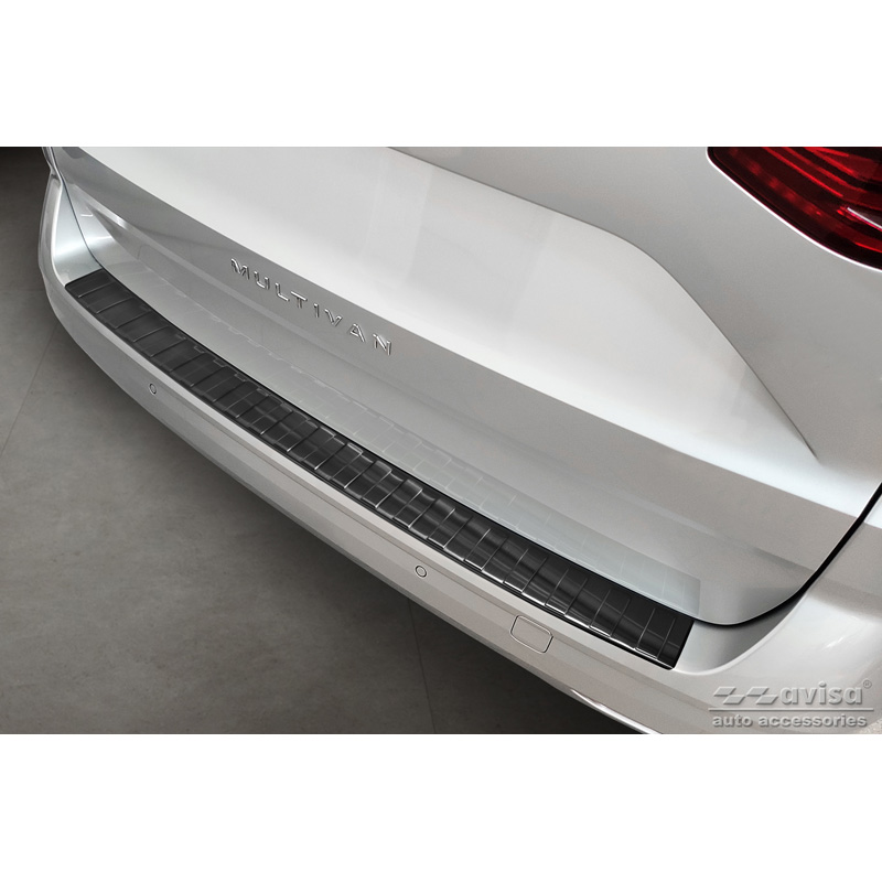 Black Stainless Steel Rear bumper protector  Volkswagen Multivan T7 2021- 'Ribs'