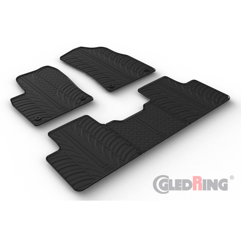 Rubber car mats set  Geely StarRay 2022- (T profile 5-pieces + mounting clips)