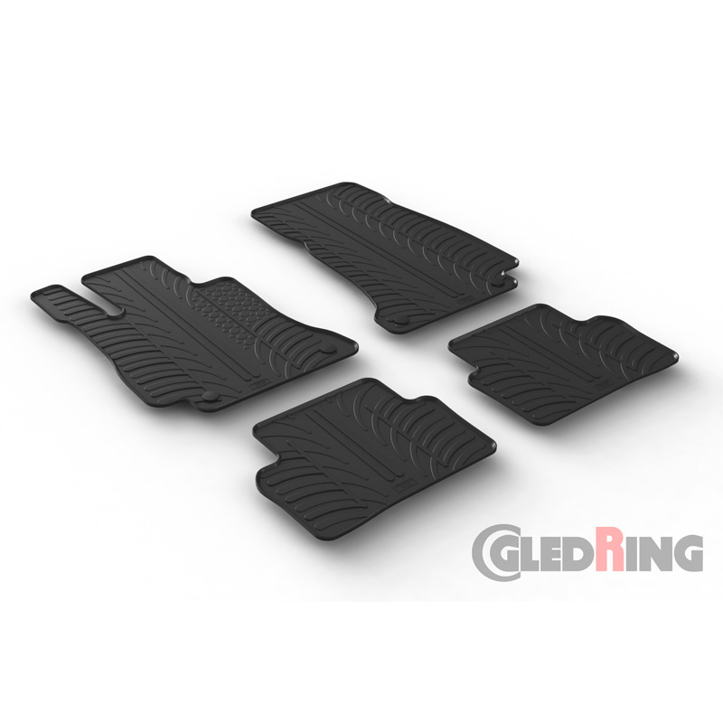 Rubber car mats set  Mercedes E-Class W213 Sedan/Estate 3/2016- (T profile 4-pieces + mounting clips)