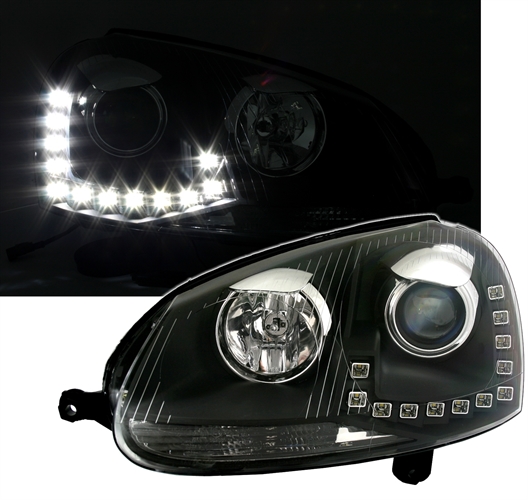 Headlights VW Golf V DRL GTI DRL Look Black