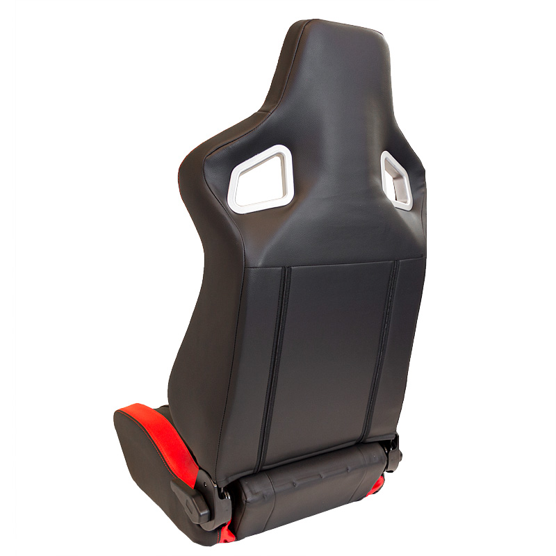 Sport seat 'RS6-II' - Matt-Black/Red Synthetic leather - Dual-side reclinable back-rest - incl. slides