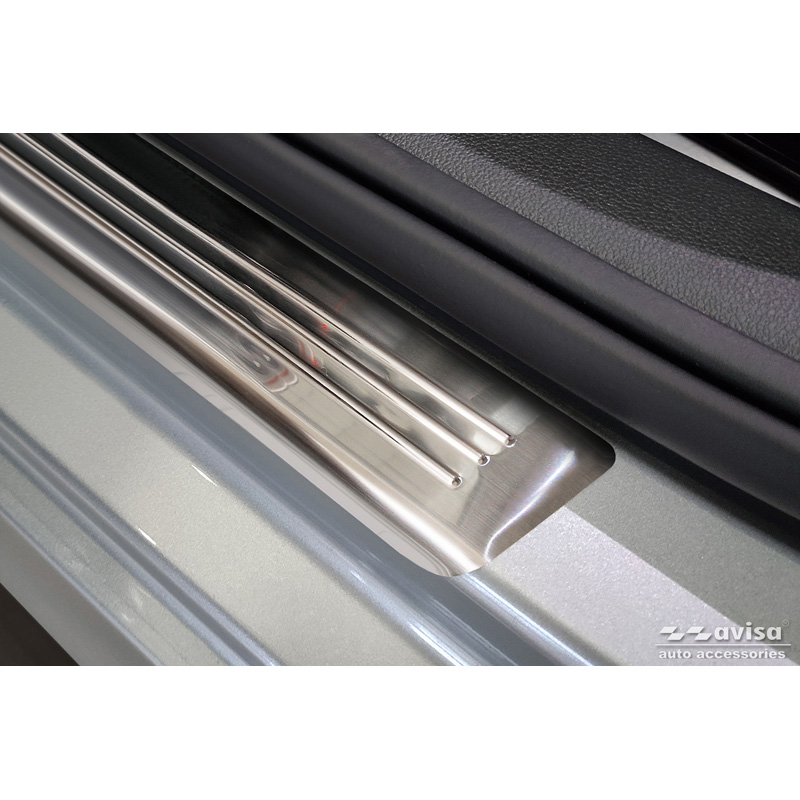 Inox door sill protectors  Skoda Fabia IV Hatchback 2021- 'Lines' - 4-pieces