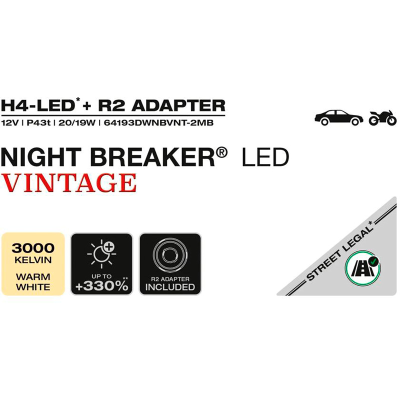 Osram Night Breaker LED Vintage bulbs - H4 - 12V/20-19W - set of 2 pieces