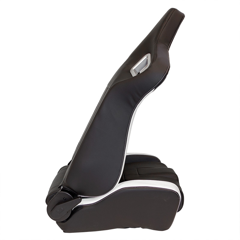 Sport seat 'RS6-II' - Matt-Black/White Synthetic leather - Dual-side reclinable back-rest - incl. slides