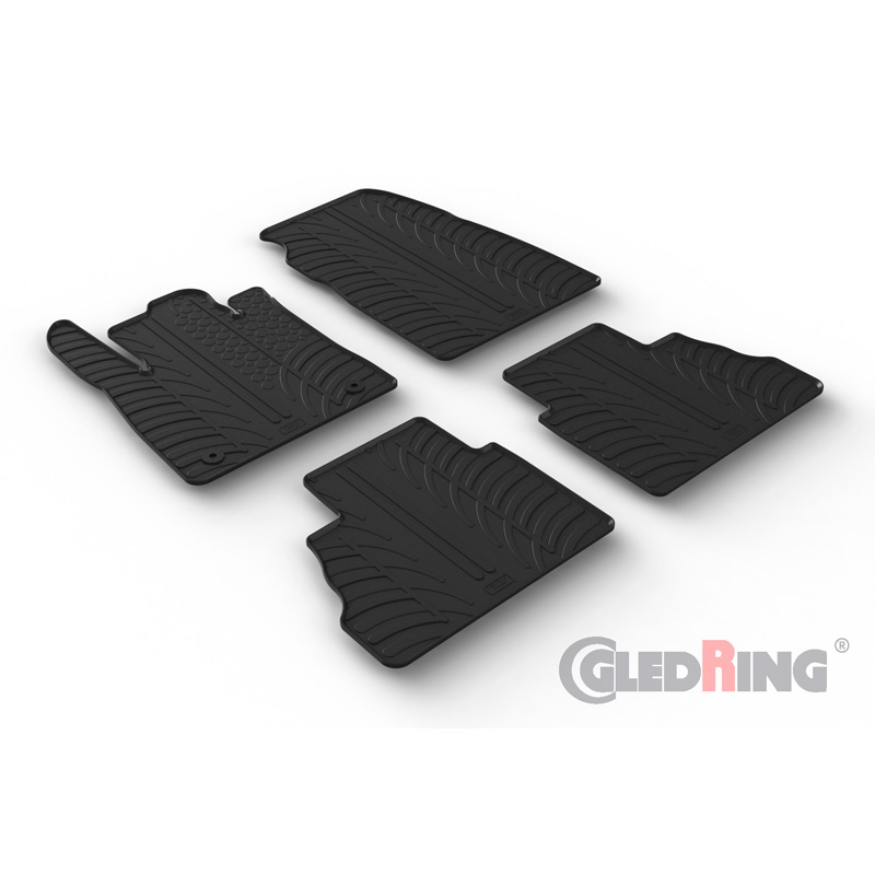 Rubber car mats set  Ford Tourneo Courier 2023- (T profile 4-pieces + mounting clips)