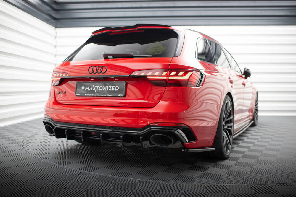 Diffuser passend voor Audi RS4 B9 Avant Glanzend Zwart