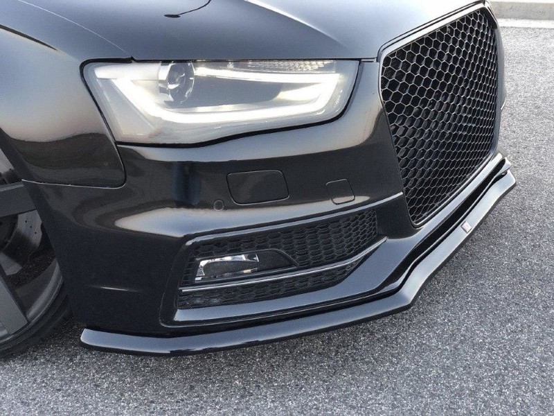 Voorspoiler passend voor Audi S4 / A4 S-Line B8 FL V.1 Glanzend Zwart
