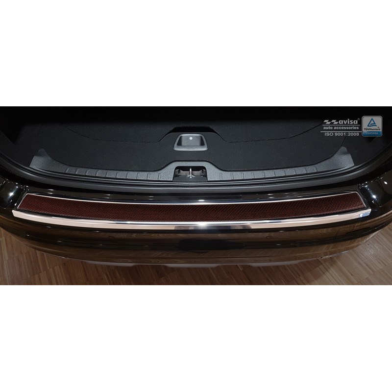Stainless Steel Rear bumper protector 'Deluxe'  Volvo XC60 2013-2016 Chrom/Red-Black Carbon