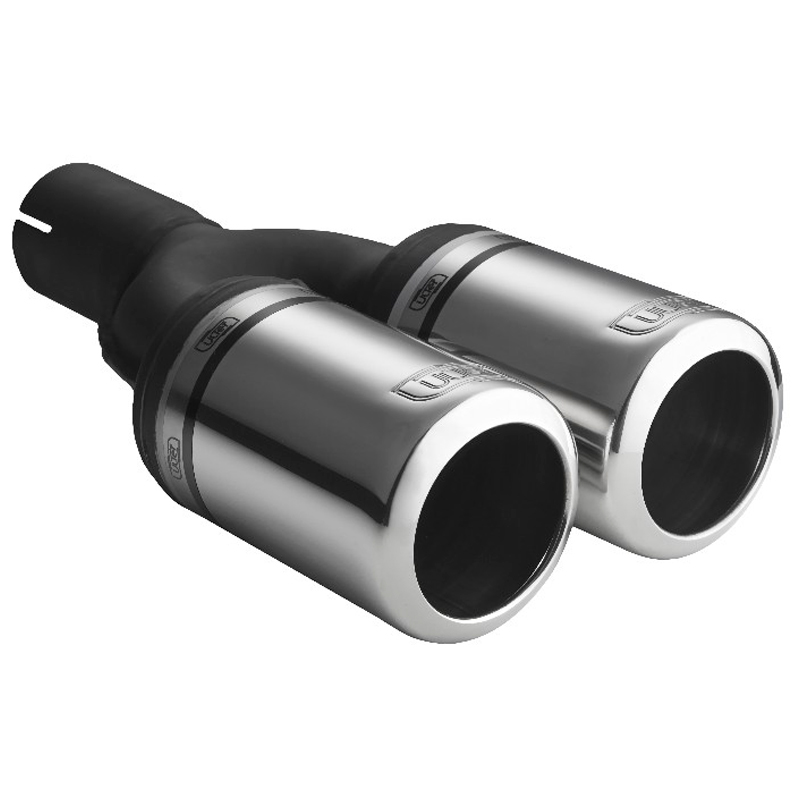 Ulter Sport Exhaust finisher - Double Round Ø80mm Big Rim - Length 200mm (excl. silencer) - Installation ->50mm - Inox
