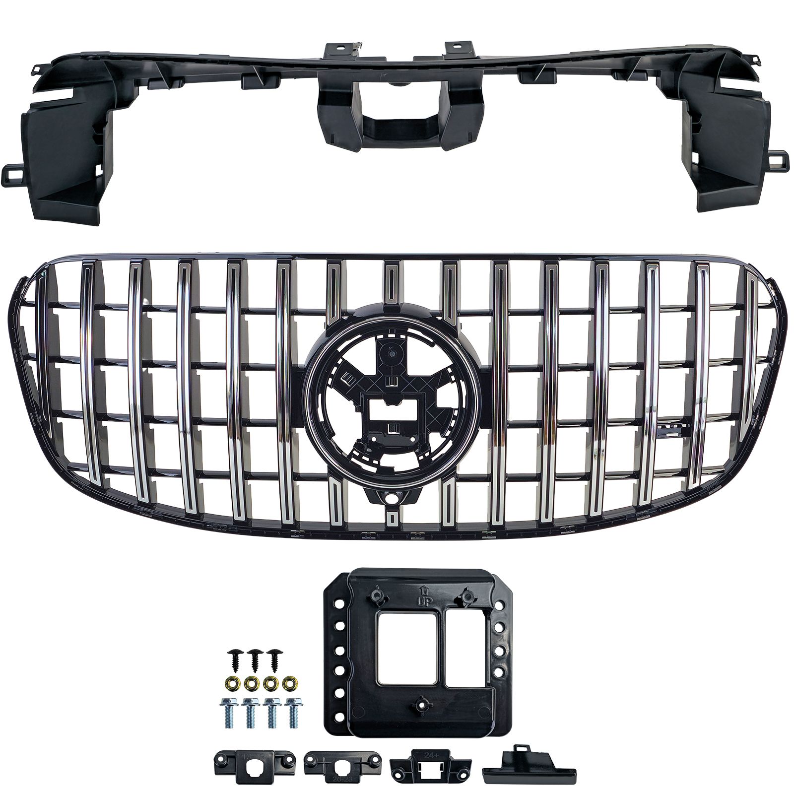 Grill passend voor Mercedes GLS X167 FL 23-.. Glans Zwart / Chroom