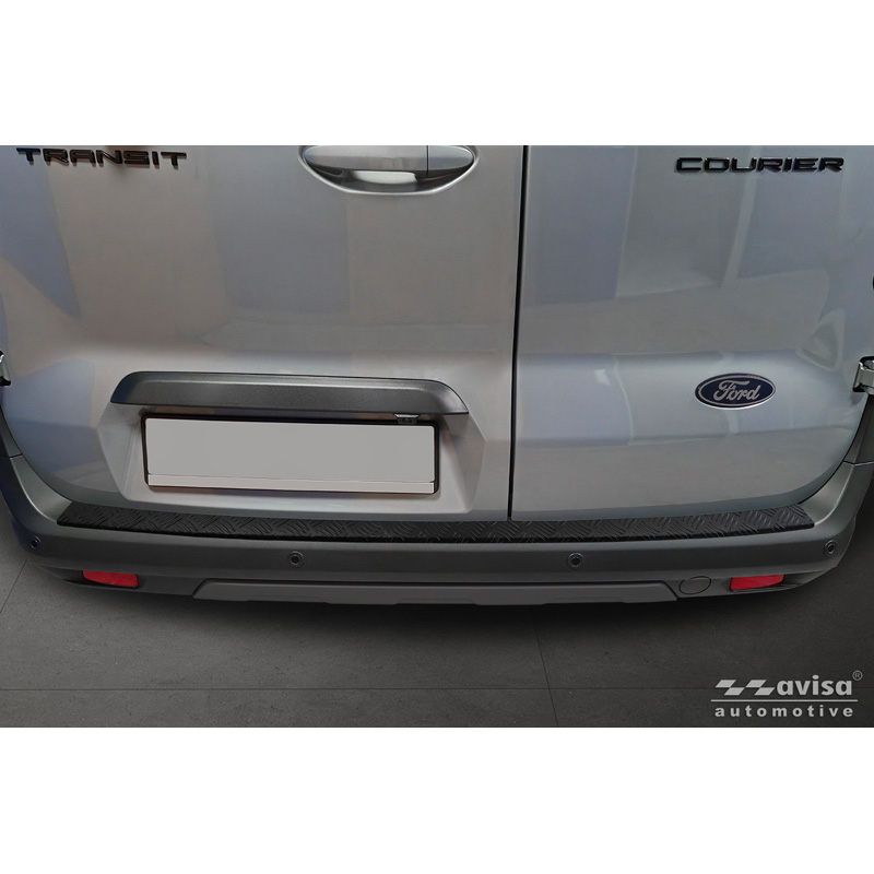 Avisa Matt Black Stainless Steel Rear bumper protector  Ford Transit Courier II / Tourneo Courier II 2023- 'Riffled Plate'