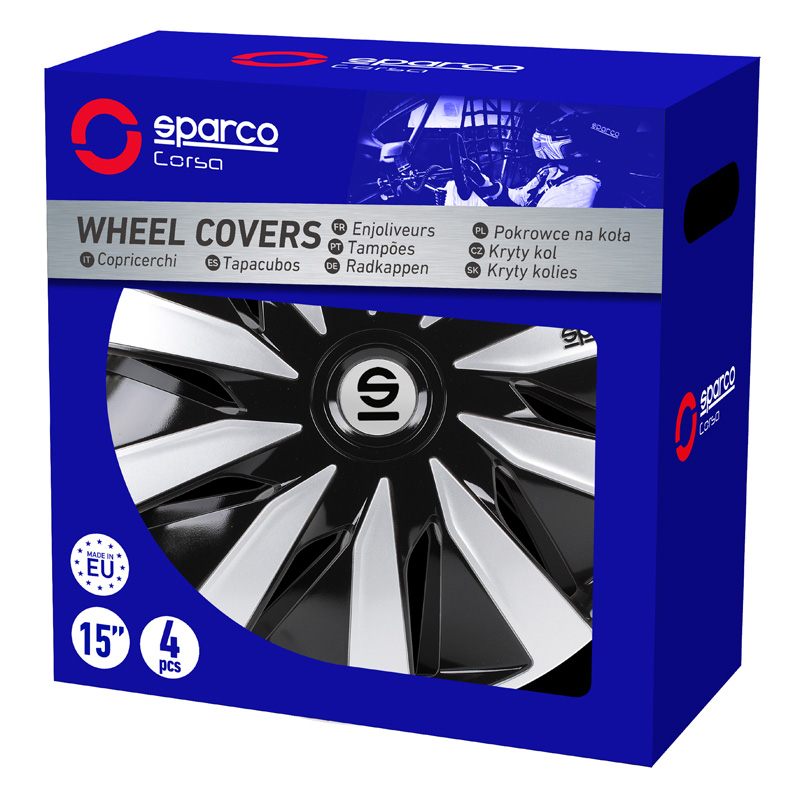 Sparco Wheel Covers Lazio - 14-inch - Black/Silver - Set of 4 pieces