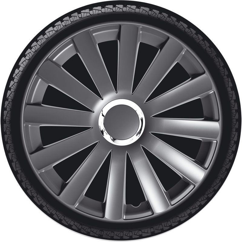 Set wheel covers Spyder 13-inch gun-metal + chrome ring