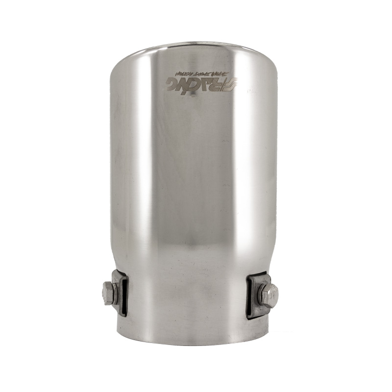 Simoni Racing Exhaust Tip Round/Slanting Inox - Ø76xL128mm - Installation ->68mm