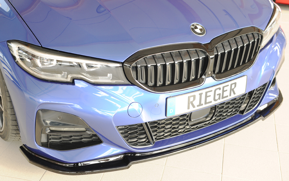 Voorspoiler passend voor BMW 3 Serie G20 Rieger Glans Zwart