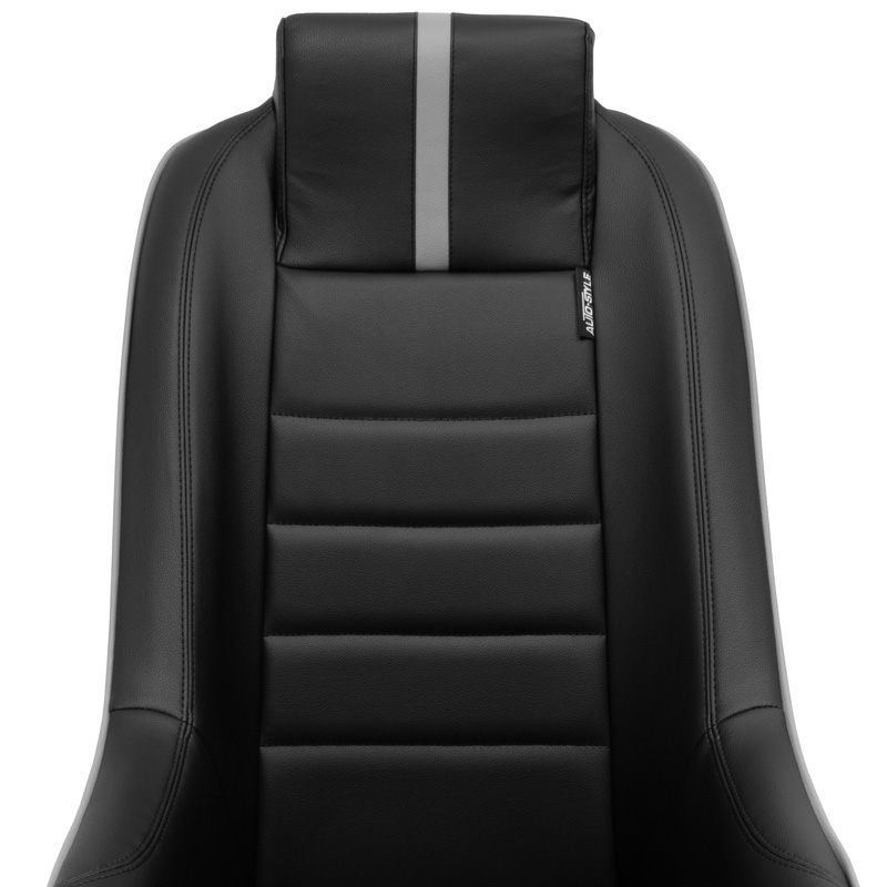 Sport seat 'Classic RS' - Black/Grey Synthetic leather - Non-reclinable back-rest + Integrated head-rest - incl. slides