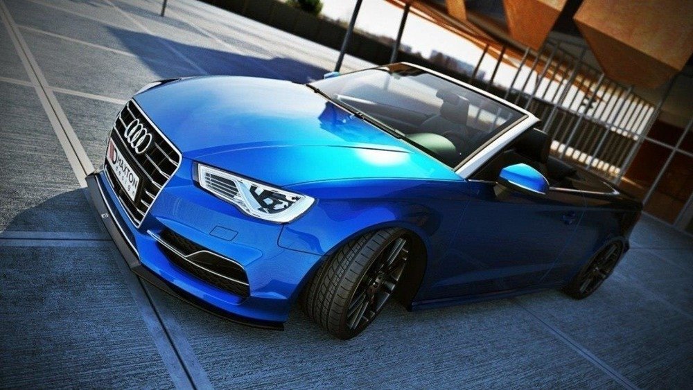 Voorspoiler passend voor Audi A3 8V S-line Sedan/Cabrio Zwart Glans