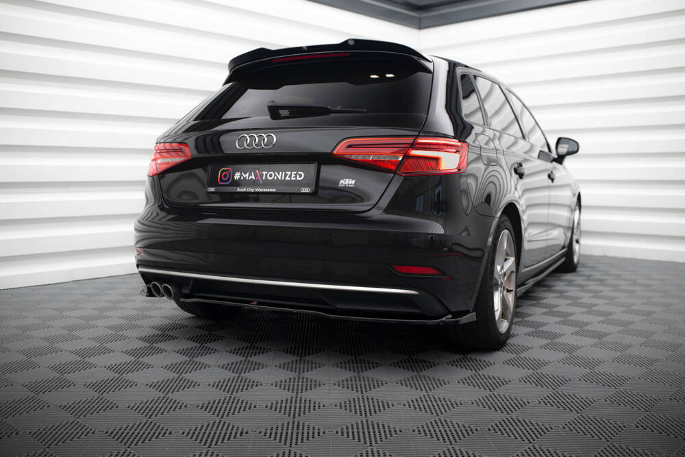 Diffuser passend voor Audi A3 8V Sportback FL 16-20 Maxton Glans Zwart